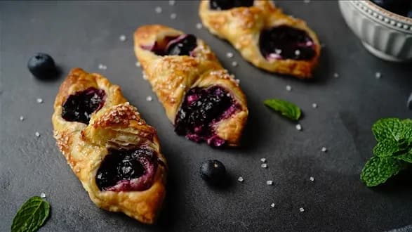 Ciasteczka z ciasta francuskiego z borówkami