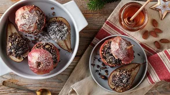 Kutia w pieczonych jabłkach i gruszkach