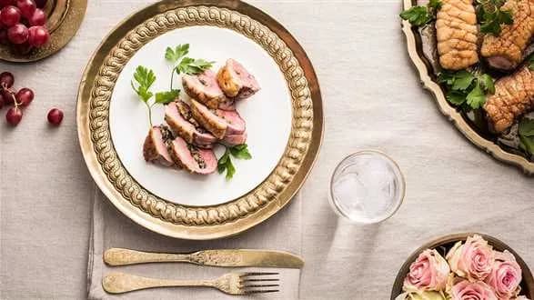 Piersi kaczki faszerowane pieczarkami i serem pleśniowym