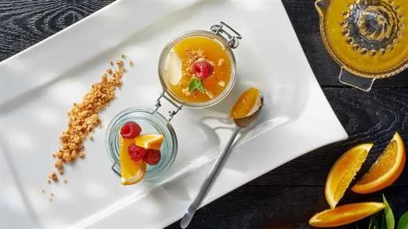 Deser Barcelona - mus cytrynowy z galaretką pomarańczową